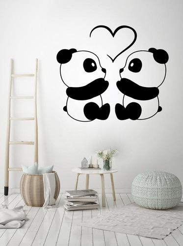 Vinilos Decorativos Vinilo Pared Silueta Panda Love