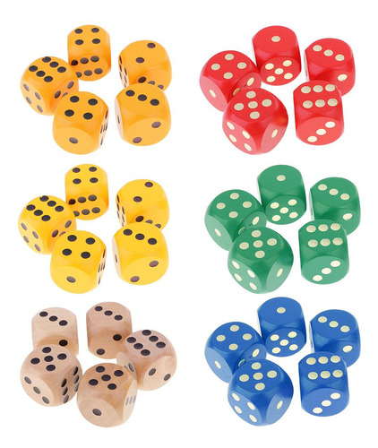 Paquete De 2-4 5 Unid/set Dados De Madera De 3cm D6 Dados