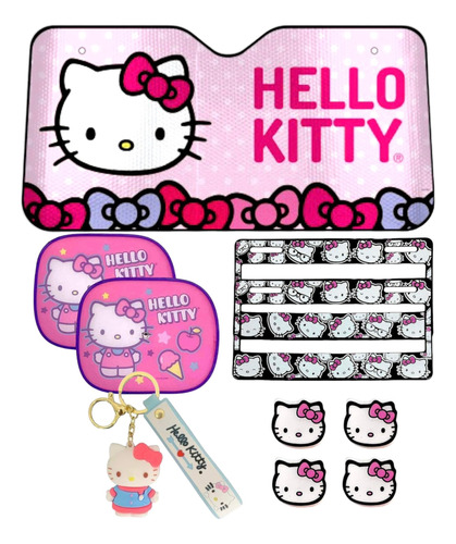 Parasol, Porta Placas, Cortinas, Tapon Y Llavero Hello Kitty