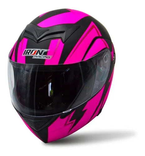 Casco Moto Rosa Con Visera Cerrada Aislada Sobre Fondo Blanco Ilustración  de stock de ©artavet #379744190