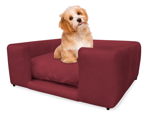 Caminha Cão Cama Pet Lili Almofada Lavável Suede Cores Cor Bordô