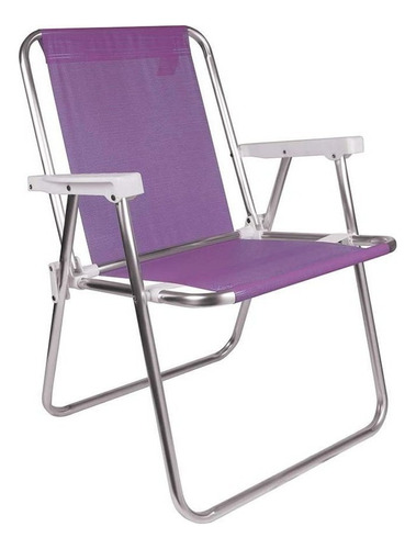 Cadeira De Praia Aluminio Piscina Dobravel Sannet Alta Mor Cor Lilás
