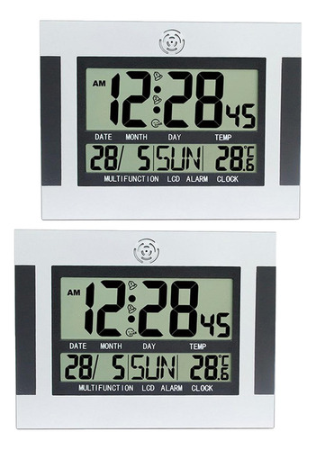 2pcs Pantalla Lcd De Dígitos Grandes Reloj Calendario Días