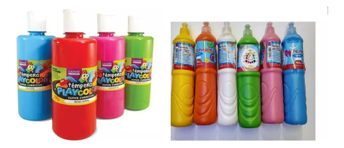 Tempera Fluo Botella 750ml Jardin Escuela Varios Colores