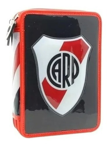 Cartuchera Cresko Futbol River Plate + Útiles 2 Pisos Color Rojo