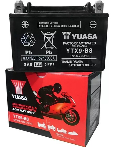 Batería Ytx9-bs = Yt9a Yuasa Gel Rouser 200 Ns Benelli 300