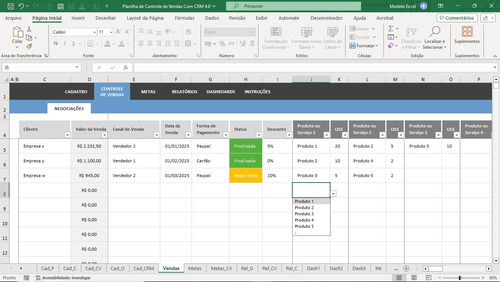 Planilha De Controle De Vendas Com Crm 4.0