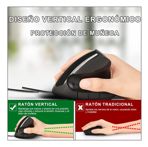 Mouse Ergonômico Com 6 Botões, Mouse Vertical Com Apoio