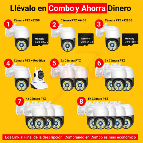 Imagen 7 de 10 de Combo 2 Cámara Ptz Robótica Ip Wifi 2mp 1080hd Exterior 360°