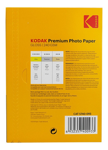 Imagem 5 de 6 de Papel Fotográfico A4 Premium Kodak 240g 100 Folhas (atacado)