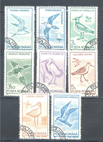 Estampillas Rumania Aves Garzas Gaviotas Golondrinas 1991