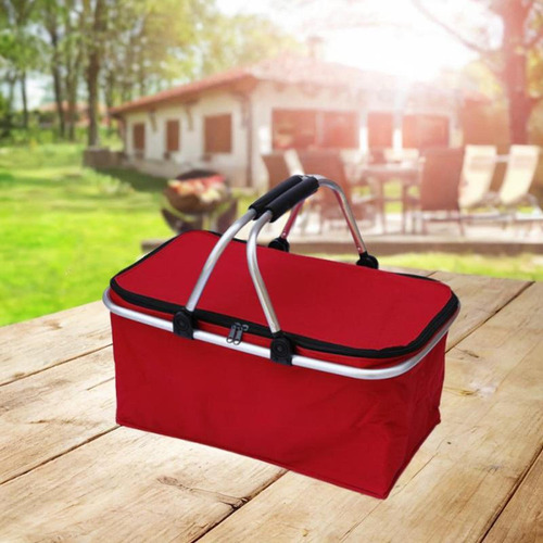 Cesta De Picnic Aislada Cesta De Compras Plegables Rojo