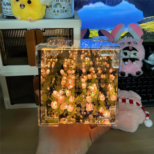 21 Diy Cubo De Rubik Lámpara Noche De Tulipanes Con Espejo