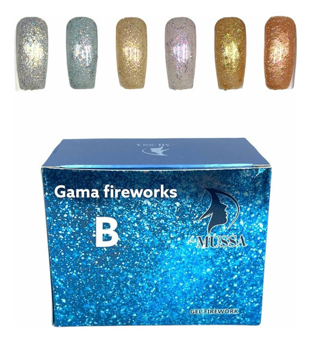 Gama Gel Uv Para Uñas Fireworks Efecto Bengala 6 Piezas 10ml Color Fireworks B