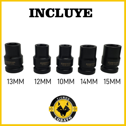 Imagen 6 de 10 de Juego De Tubos Para Llave Impacto Makita Dowen Einhell 10pzs
