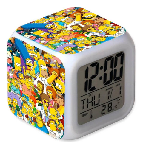 Reloj Despertador Los Simpson Lisa Homero, March, Fd Blanco