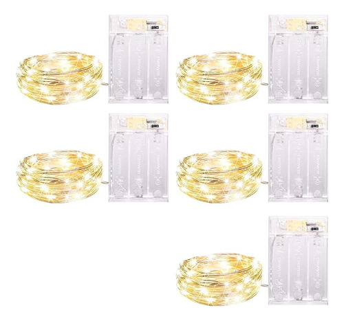 Juego De 5 Tiras De 20 Luces Led A Bateria Color Blanco Cali