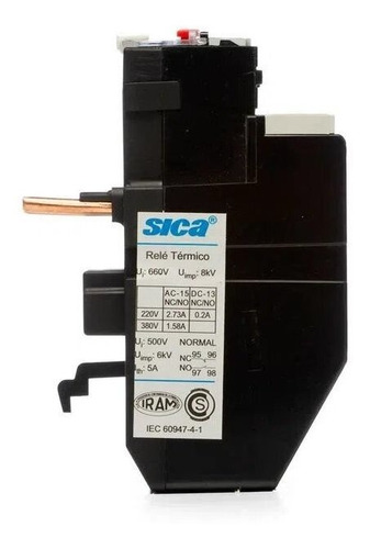 Imagen 5 de 9 de Relevo Termico Trifasico Sica 48-65a P/ Contactor