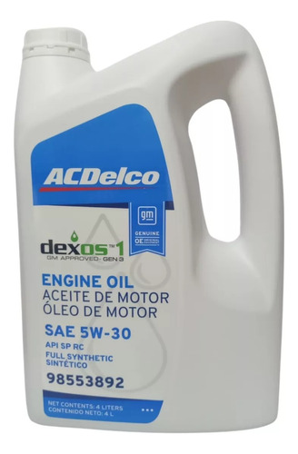 Aceite De Motor 5w-30 Dexos1 Gen3 X 4 Lts