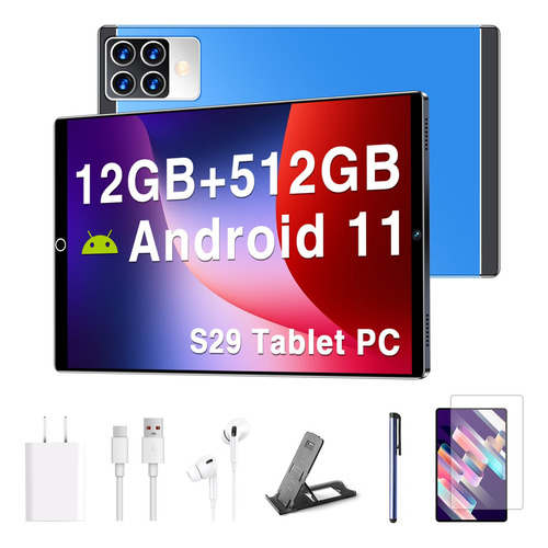 Tablet S29 Pro 10.1 Inch 512gb Negro Y Azul 12gb Ram