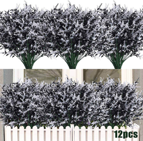 12 Flores Artificiales P/decorar Resistentes Uv-negro Blanco