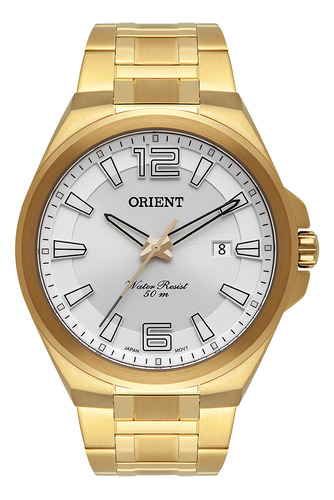 Relógio Orient Sport Aço Masculino Mgss1236 Dourado + Kit Cor do fundo Branco