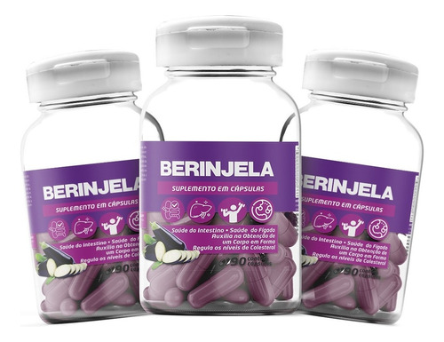 Berinjela Premium 90 Cápsulas De 500mg 4 Potes Sabor Sem Sabor