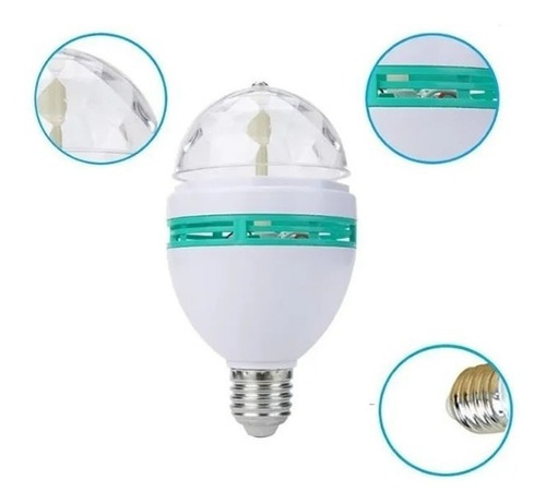 Lampara Led 220v Color Rgb Giratoria Luces Efectos Fiestas