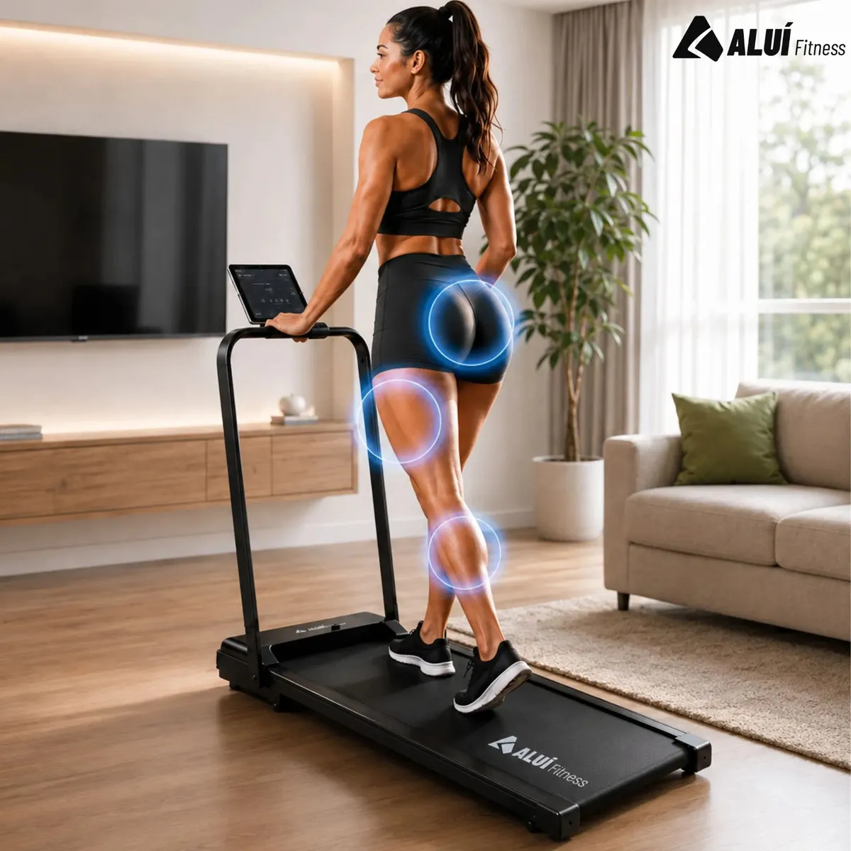 Esteira Elétrica Alui Dobrável para Caminhada e Treino de até 100 kg com Controle Remoto