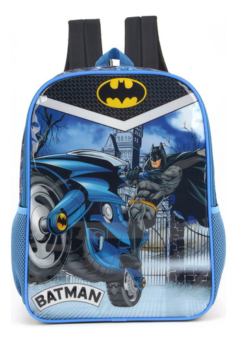 Mochila Infantil Escolar De Costas Batman Azul - Luxcel