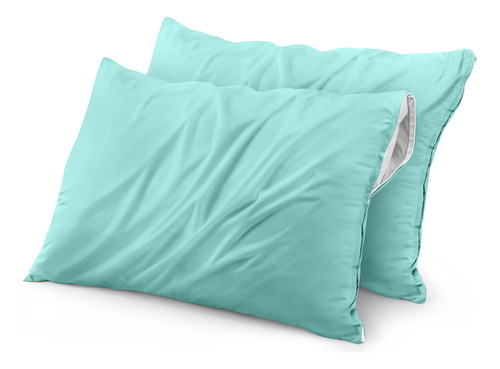 2 Protectores De Almohada Impermeable Con Cremallera Azul