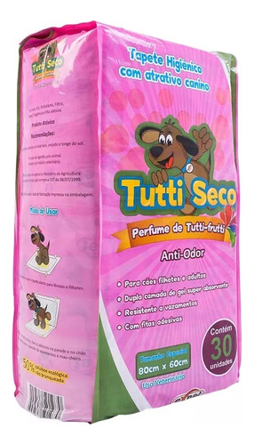 Tapete Higiênico Pet Para Cães Tutti Seco 80x60 30unidades