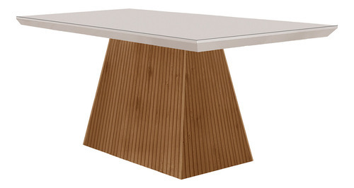 Mesa Para Sala De Jantar Aida 120cm Em Mdf E Vidro Cor Da Tampa Off White/ Imb Rip/ Serig. Off