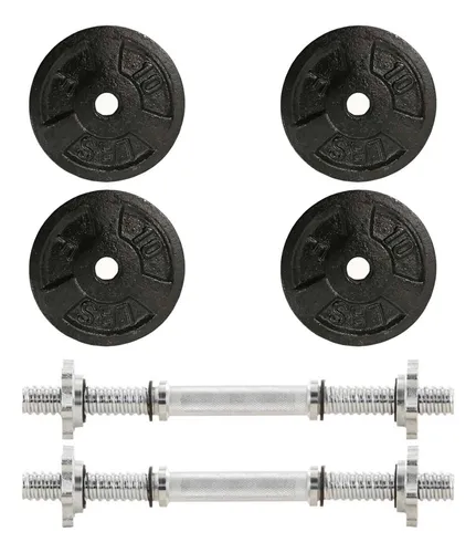 comprar Pesas Mancuernas Set 2 Barras + 40lb Kit Discos Estándar Gym