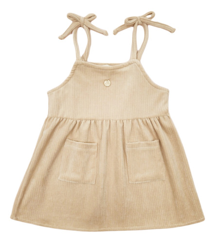 Jumper Corderoy Mini Anima Vestido Plush Bebe Kids Almendra