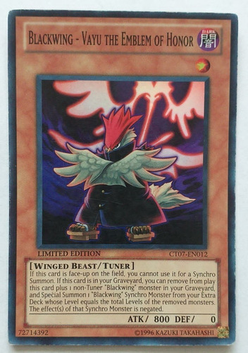 Yu Gi Oh! Blackwing-vayu The Emblem Of Honor Ct07-en012 Limi