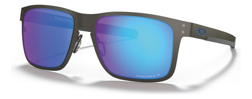 Óculos de sol polarizados Oakley Holbrook Metal Standard armação de aço inoxidável cor matte gunmetal, lente sapphire de plutonite prizm, haste matte gunmetal de aço inoxidável - OO4123