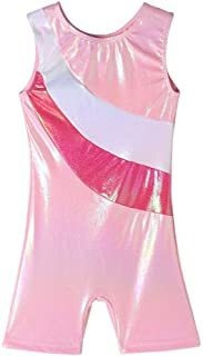 Qoozz Maillot De Gimnasia Para Niñas, Rosa 4, 10-12y