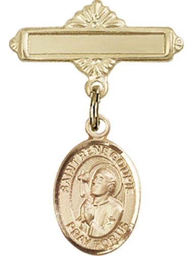 Gold Filled Baby Badge With St Rene Goupil Encanto Pulido 1