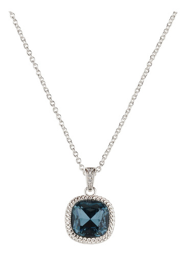 Collar Mujer Oro 14k Plata Zirconia, Mamá Luckyly Color Azul