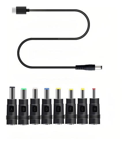 Cable Usb C A Cc 12v Con 8 Puntas De Conversor