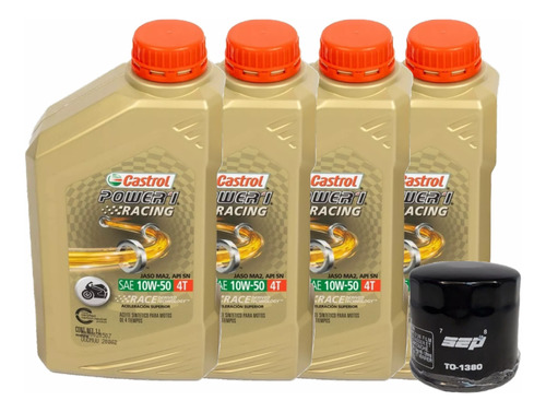 Kit Filtro Aceite Suzuki Gsx R 600 750 1000 + Castrol 10w50