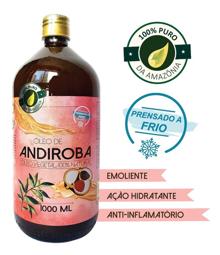 Óleo De Andiroba Da Amazônia 100% Puro / 1 Litro + Brinde