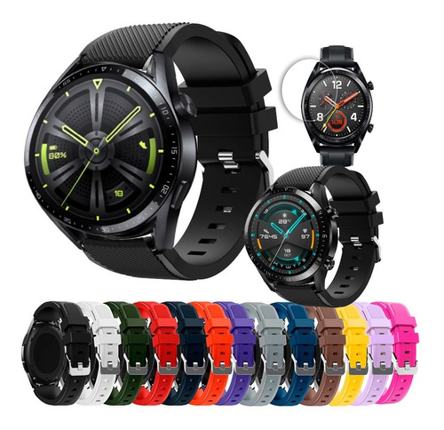 Kit 3 Correas Sport Silicon Huawei Watch Gt 2 46mm Mica