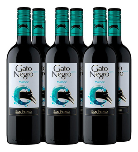 Vinho Argentino Tinto Gato Negro Malbec 750ml (6 Garrafas)