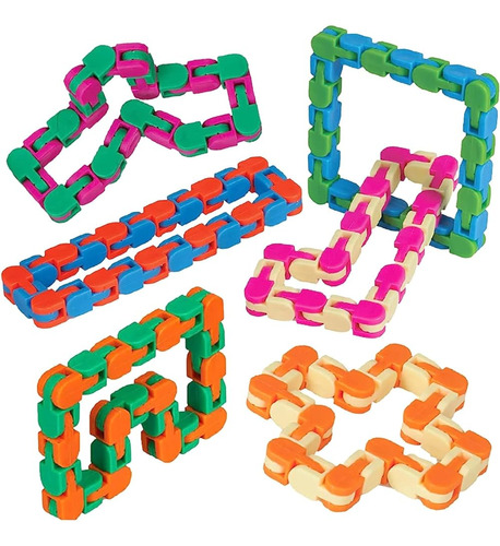 Neliblu Wacky Tracks 6 Pack Sensory Fidget Toys Snap And Cli