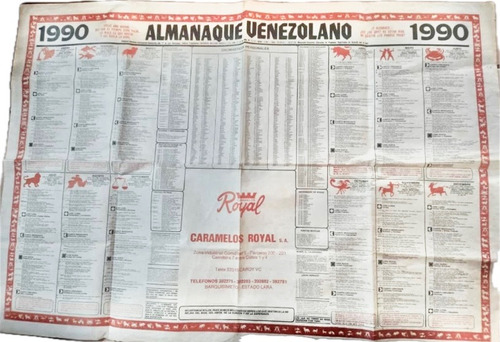 Almanaque Venezolano Antiguo Hermanos Bellosos 1990