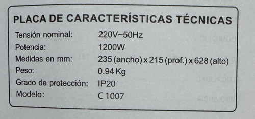 Estufa Eléctrica Vertical Cuarzo Bajo Consumo 1200w Premium