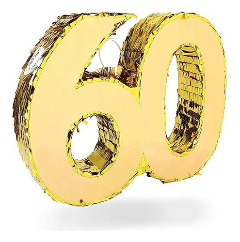 Piñata De Oro Para Fiesta De Cumpleaños Número 60, Número 60