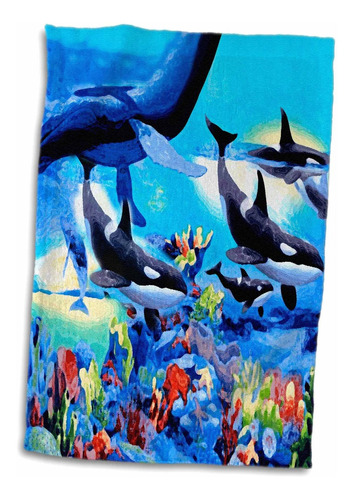 Toalla Subacuática 3d Rose Whales, 15 X 22